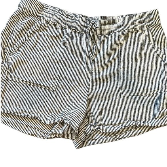 J.Crew factory linen blend pins, striped shorts, drawstring, elastic size medium - Picture 1 of 9